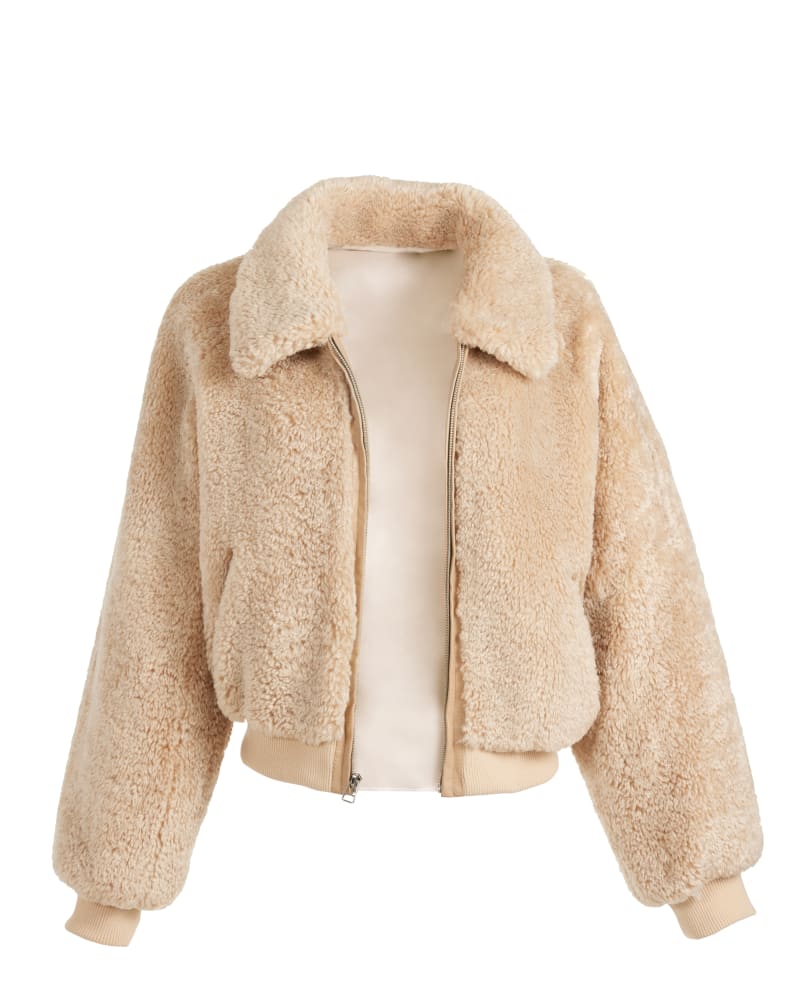 Cropped teddy jacket cream outlet